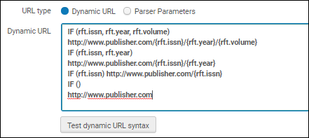 Dynamic URL Linking Information Conditions Example